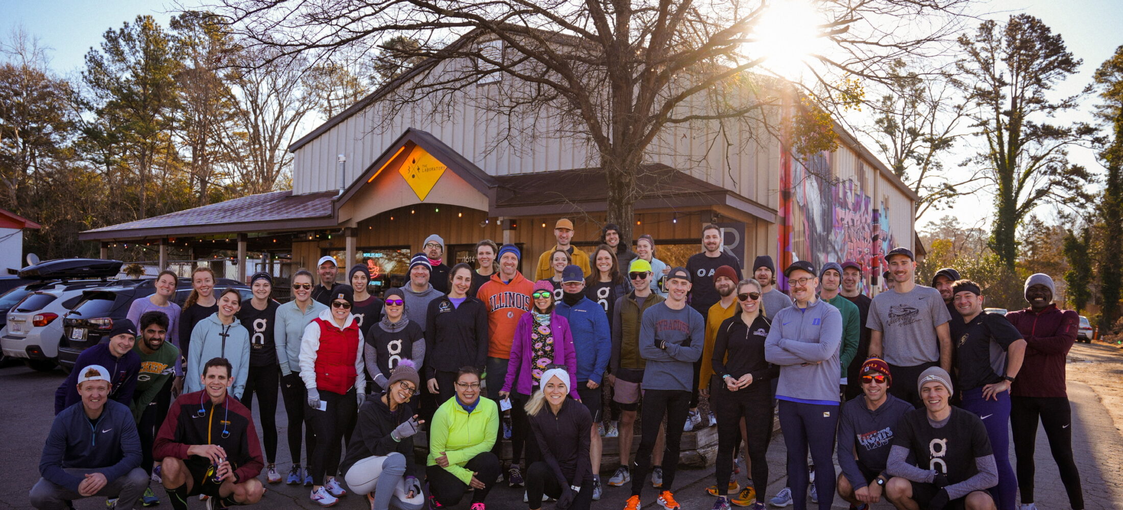 The Laboratory Run Club at Runologie. Runners group photo.