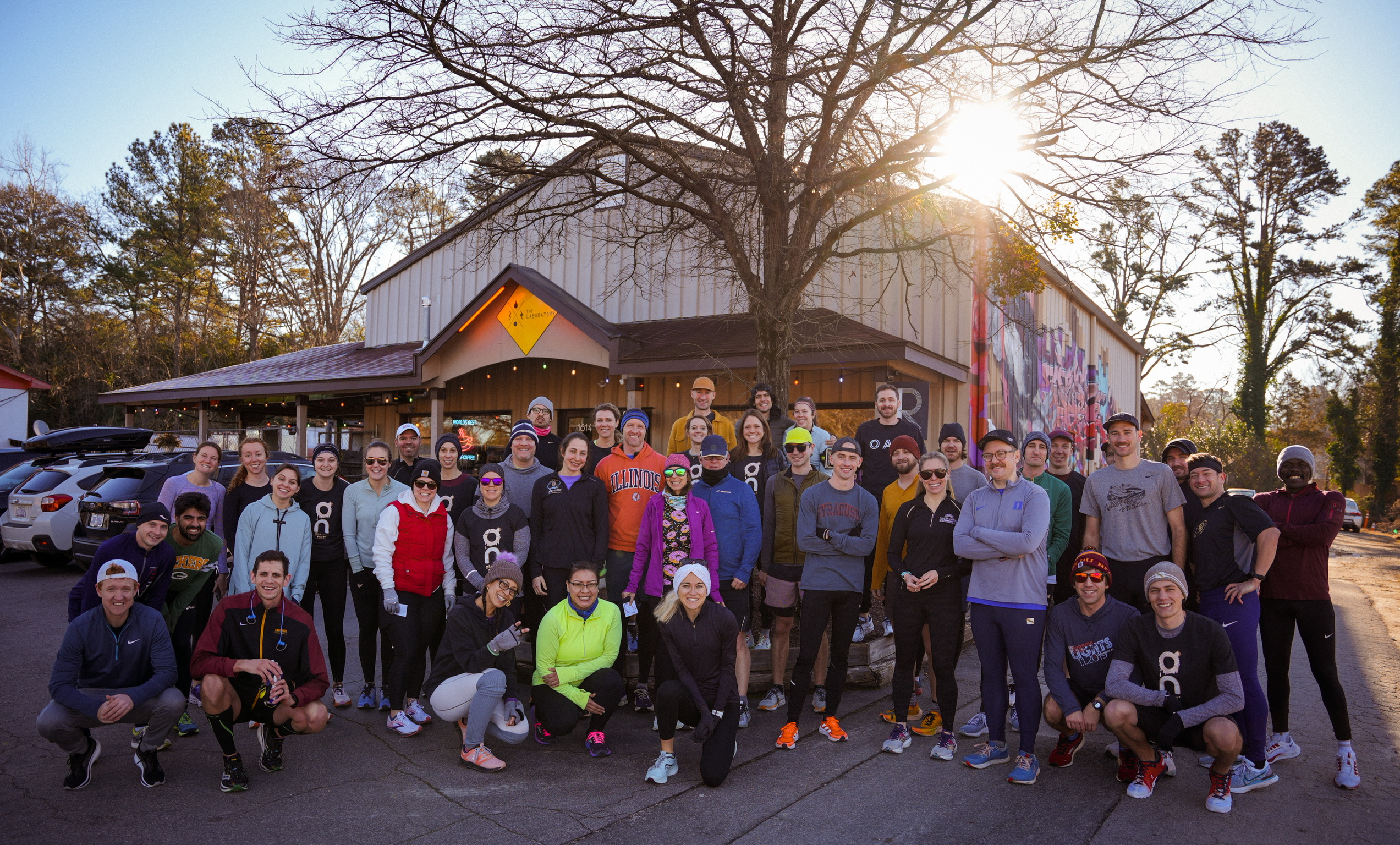 The Laboratory Run Club at Runologie. Runners group photo.