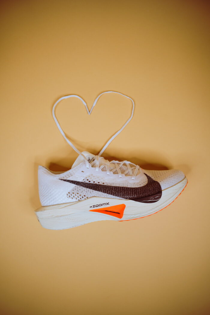 Vapofly 3s with the laces made into a heart.