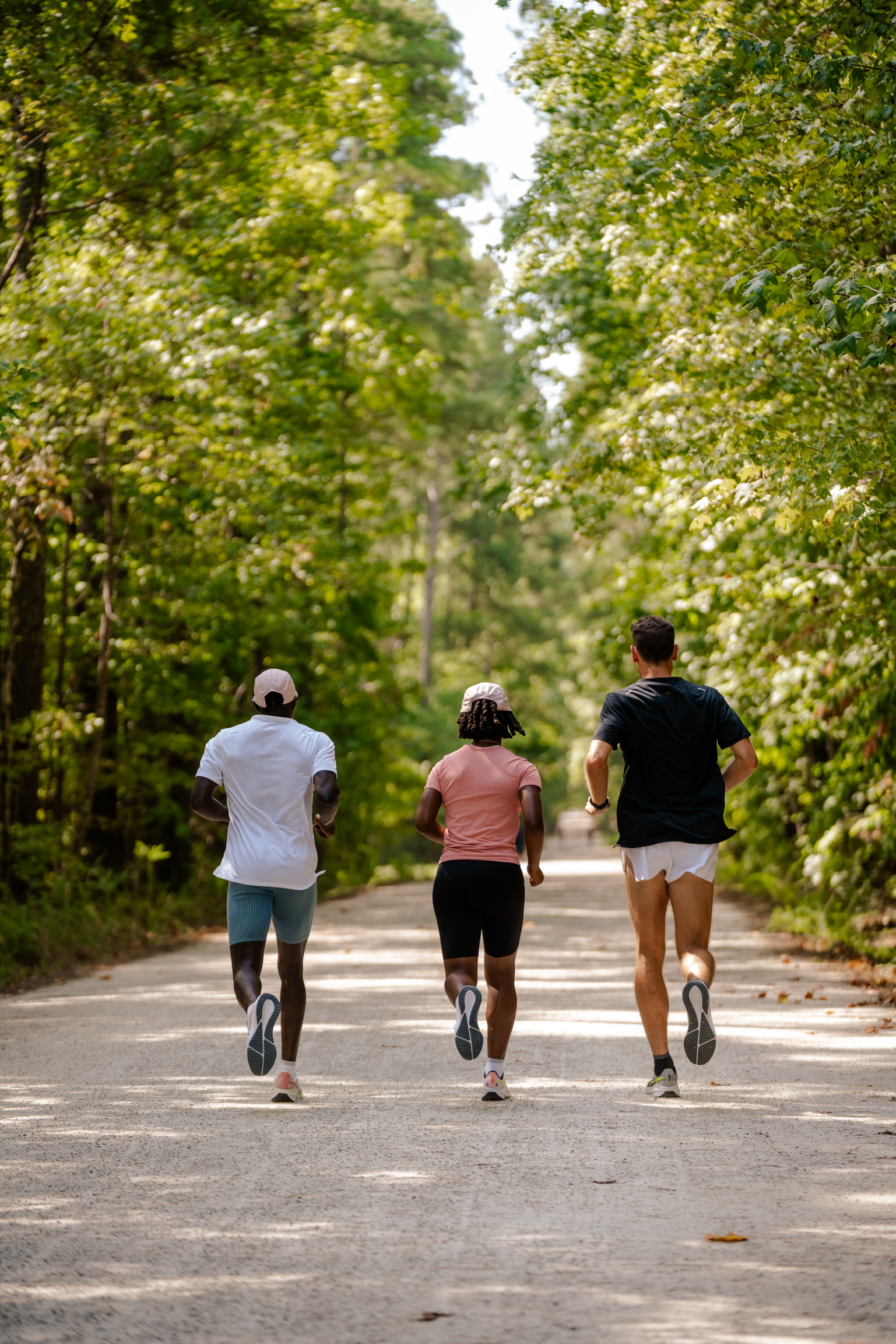 three people running on the American Tobacco Trail