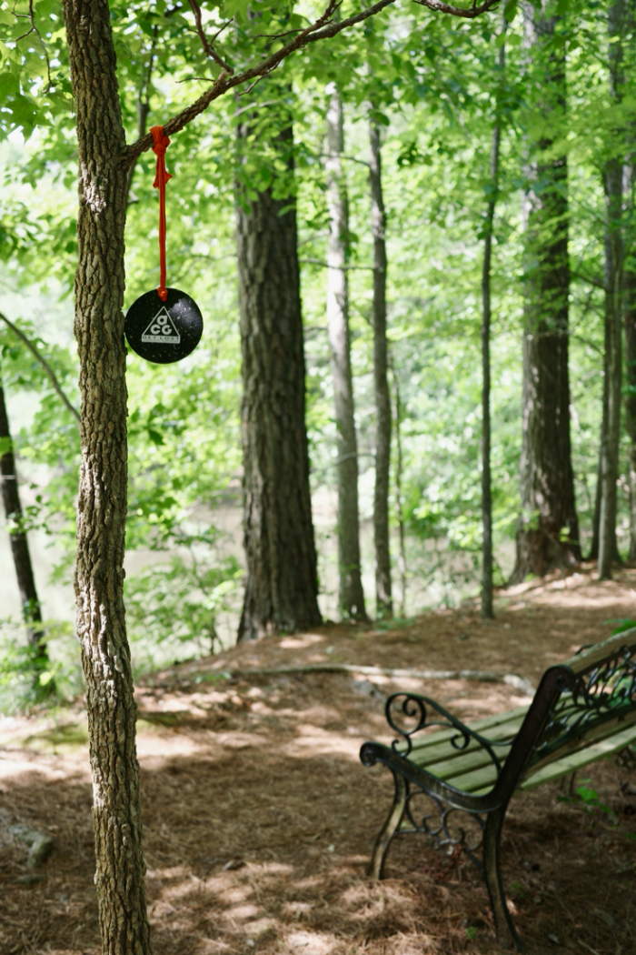 A Marker hanging in a tree to signify a coordinate