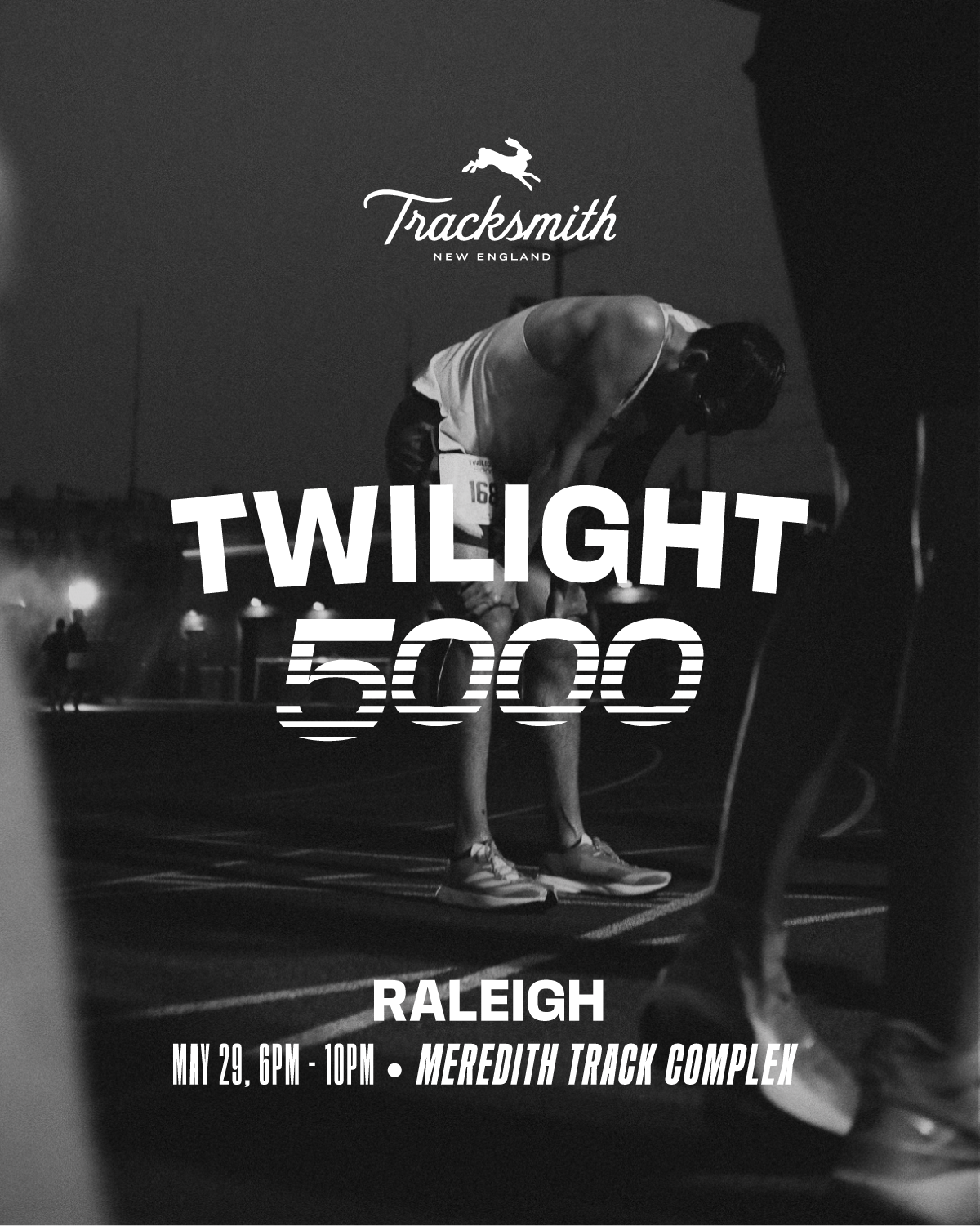 Twilight 5000m poster with runner doubled over 