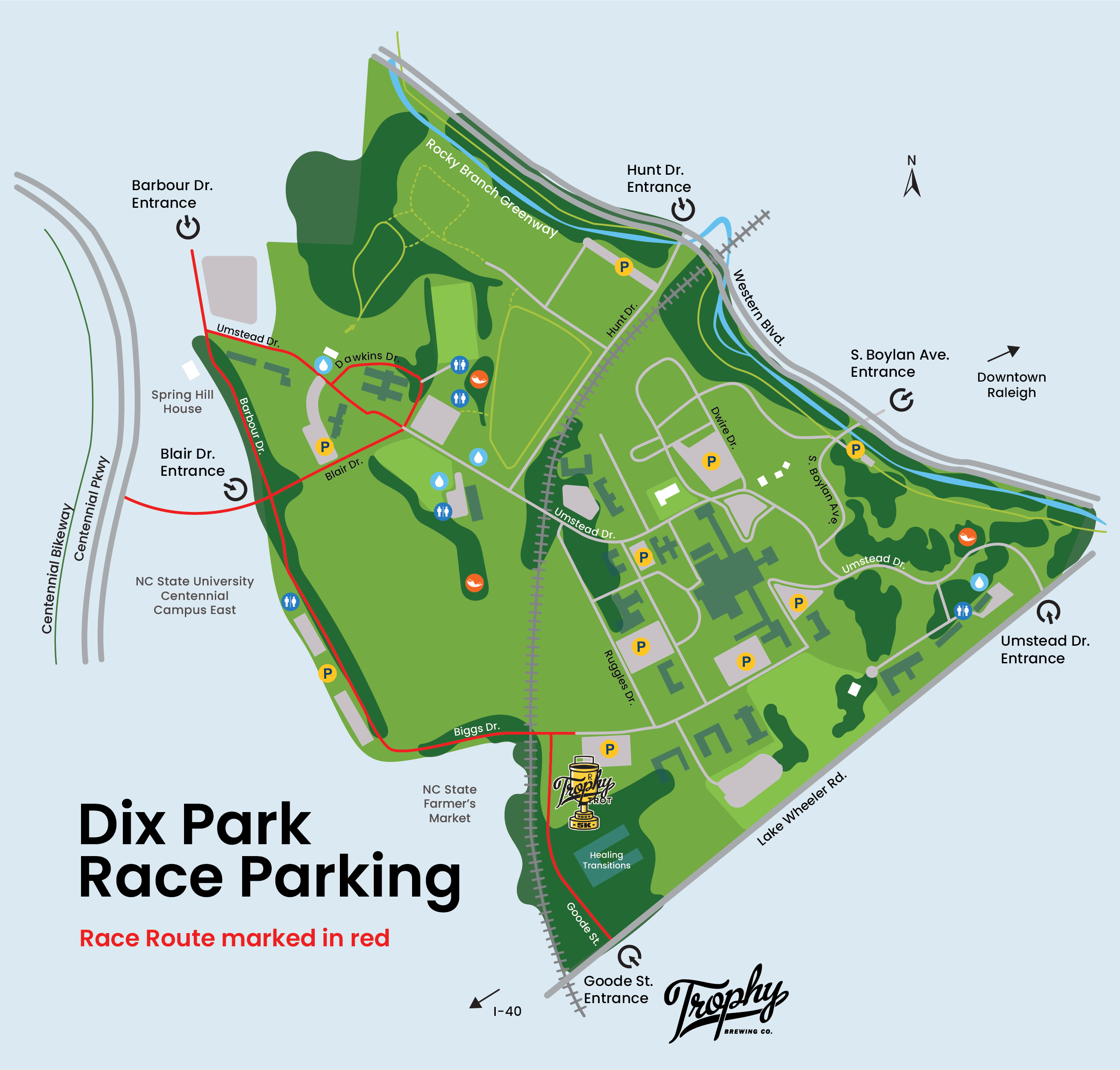 Dix Park Race Parking Map